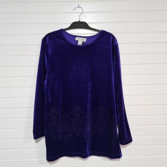 Diane von Furstenberg Size Medium Purple Velvet Tunic Baroque Jacquard VTG USA - Picture 1 of 9